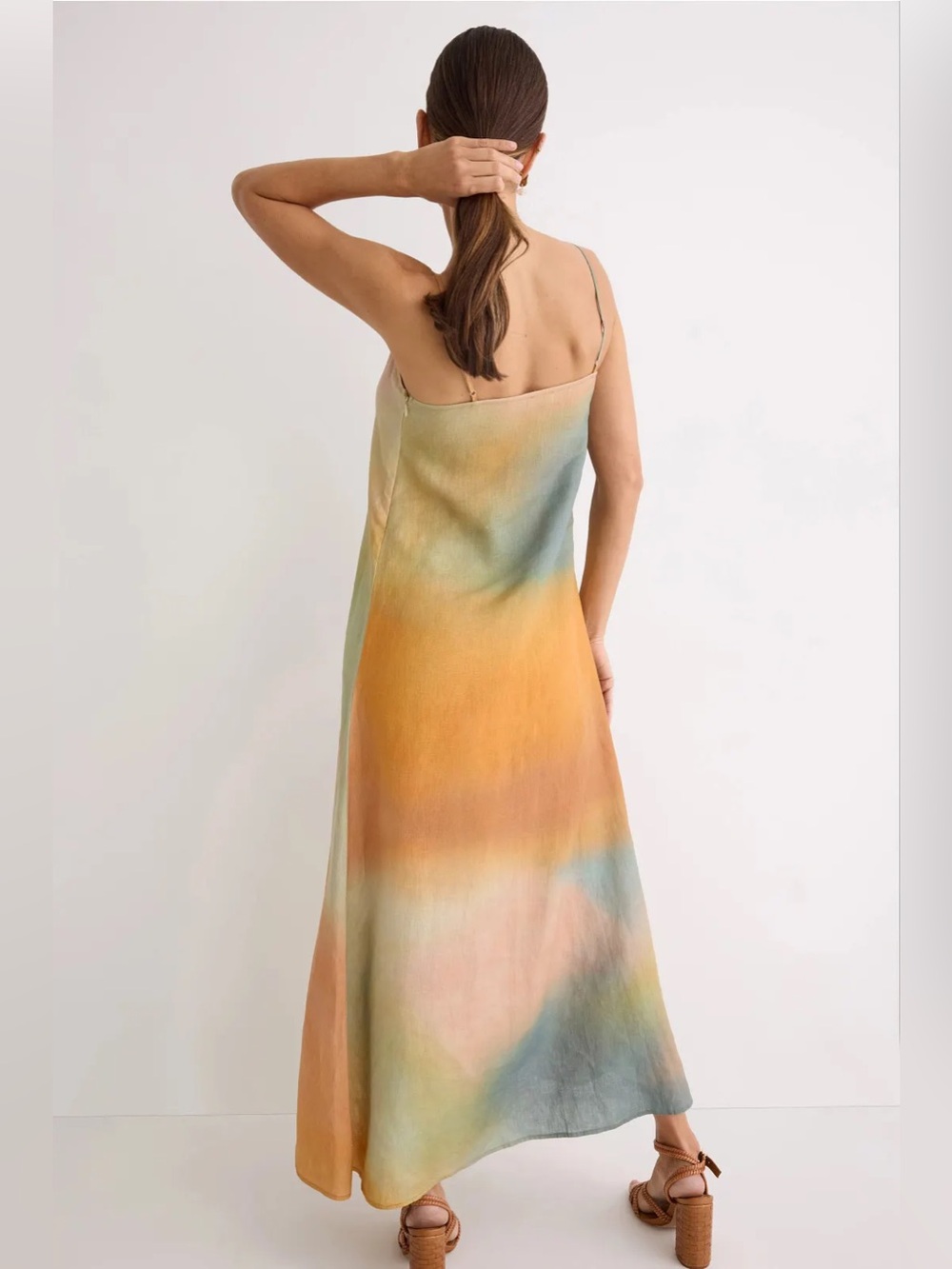 STAUD Laura Linen Beaded Strap Maxi Dress Multi Size M - Picture 3 of 14